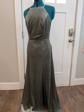 Lovely 6R Sage green halter bridesmaid dress H290 LB021